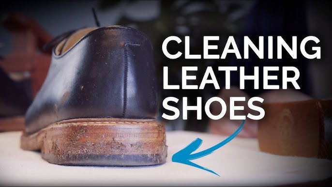 How should leather shoes be cleaned and conditioned?