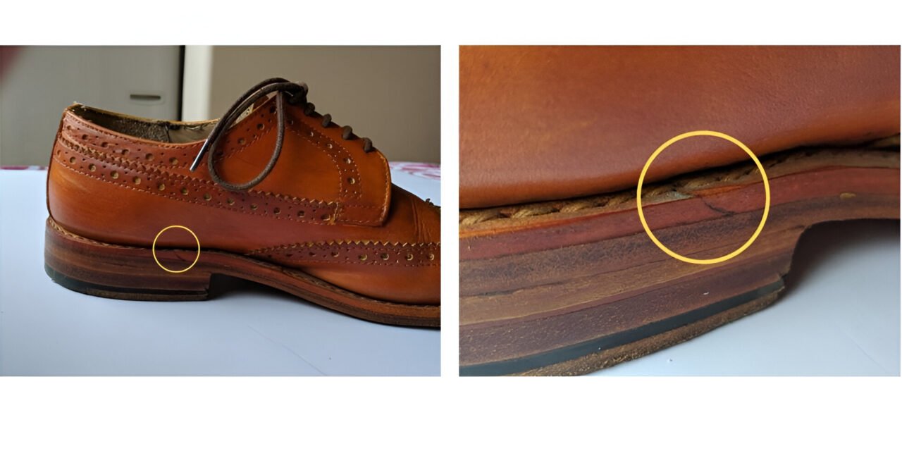 What are the signs of high-quality leather in footwear?