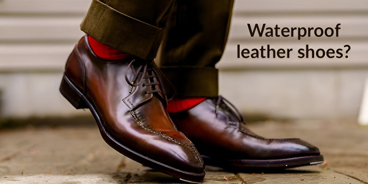 How can leather footwear be made more water-resistant?