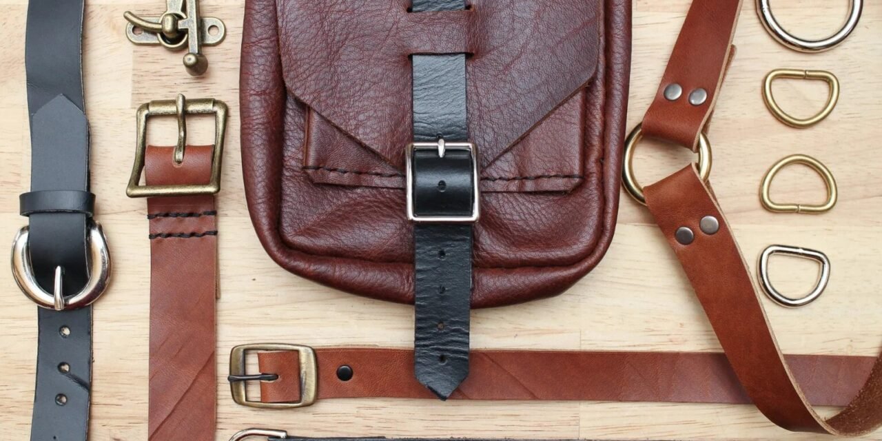 What types of hardware are commonly used in leather accessories?