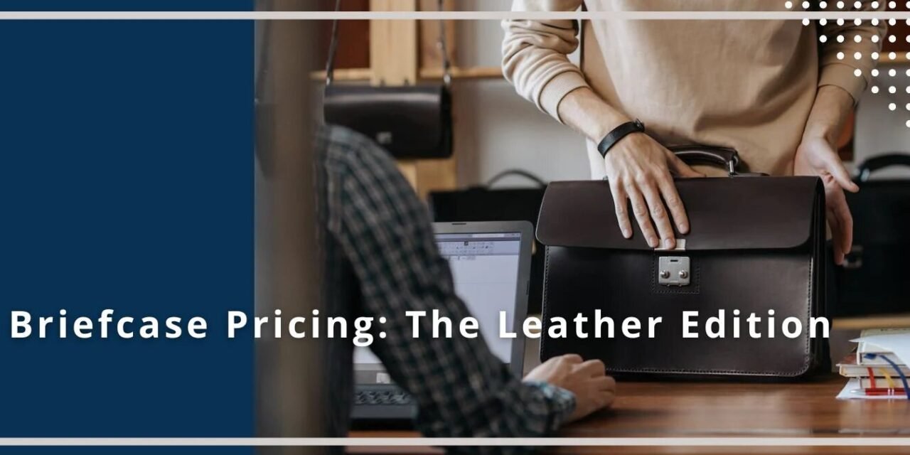  What factors determine the pricing of leather briefcases and laptop bags?