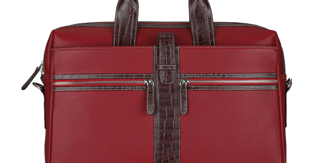 What are the global markets and trends for leather briefcases, portfolios, and laptop bags?