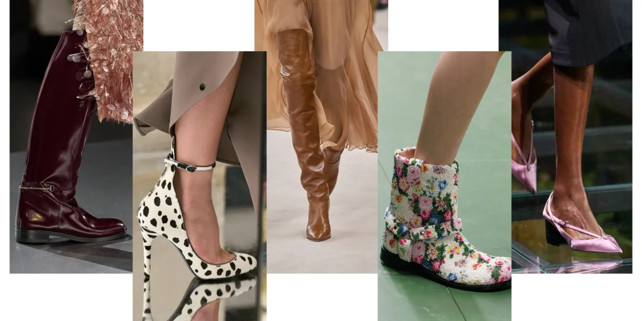 How are leather shoes designed to align with women’s fashion trends?