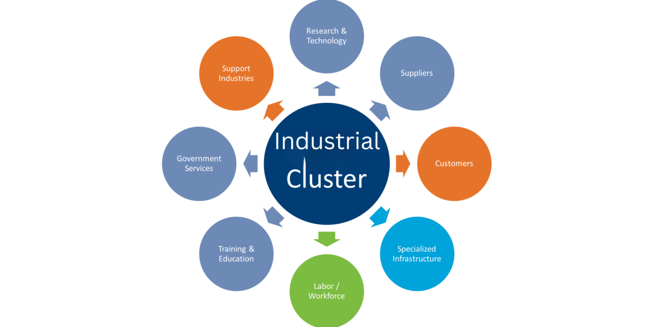 How do industrial clusters or zones help in the growth of the leather industry?