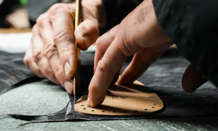 How is leather molded and stitched for footwear?