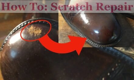 How can scratches on leather shoes be repaired?