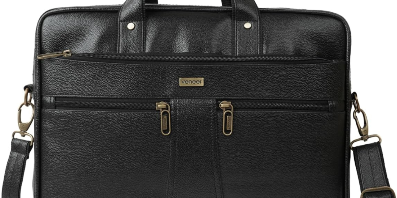 How is synthetic leather competing with genuine leather for briefcases and laptop bags?