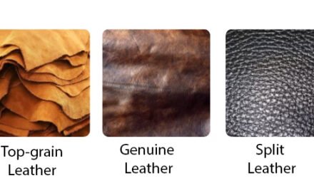 What types of leather are commonly used for manufacturing briefcases and laptop bags?