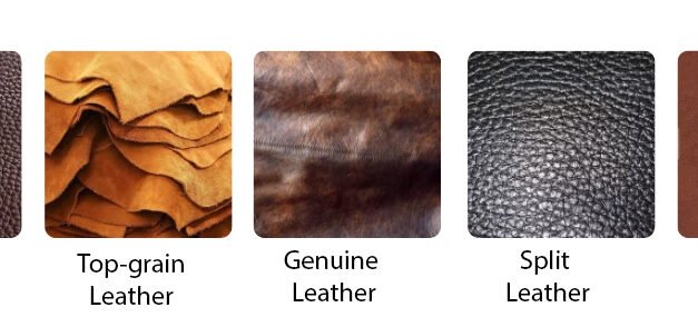 What types of leather are commonly used for manufacturing briefcases and laptop bags?