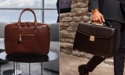 How does the durability of leather briefcases and laptop bags influence consumer purchasing decisions?