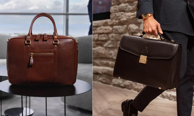 How does the durability of leather briefcases and laptop bags influence consumer purchasing decisions?